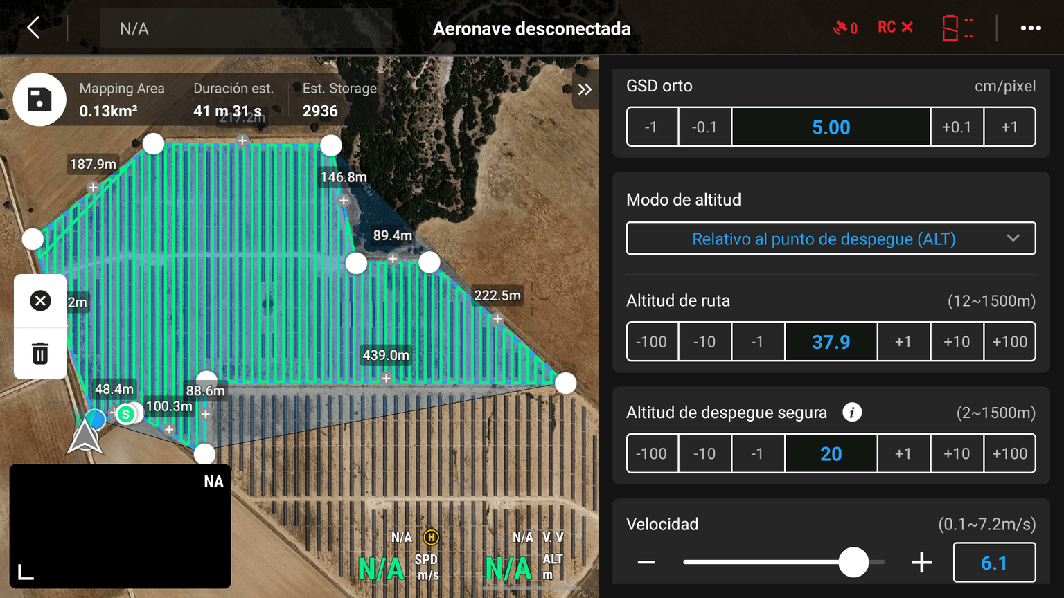 DJI ground sampling distance and altitude settings