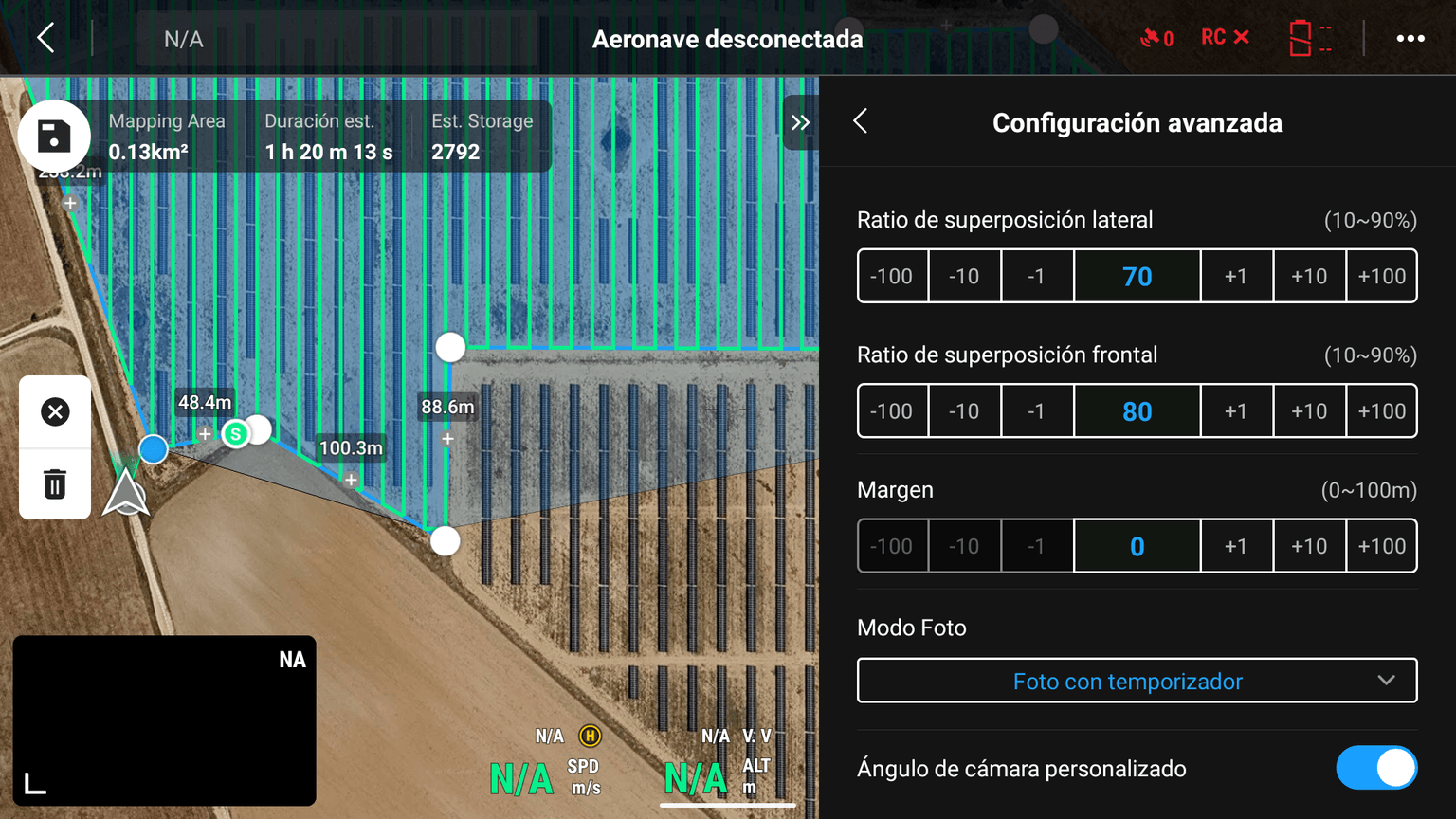 DJI image overlap configuration